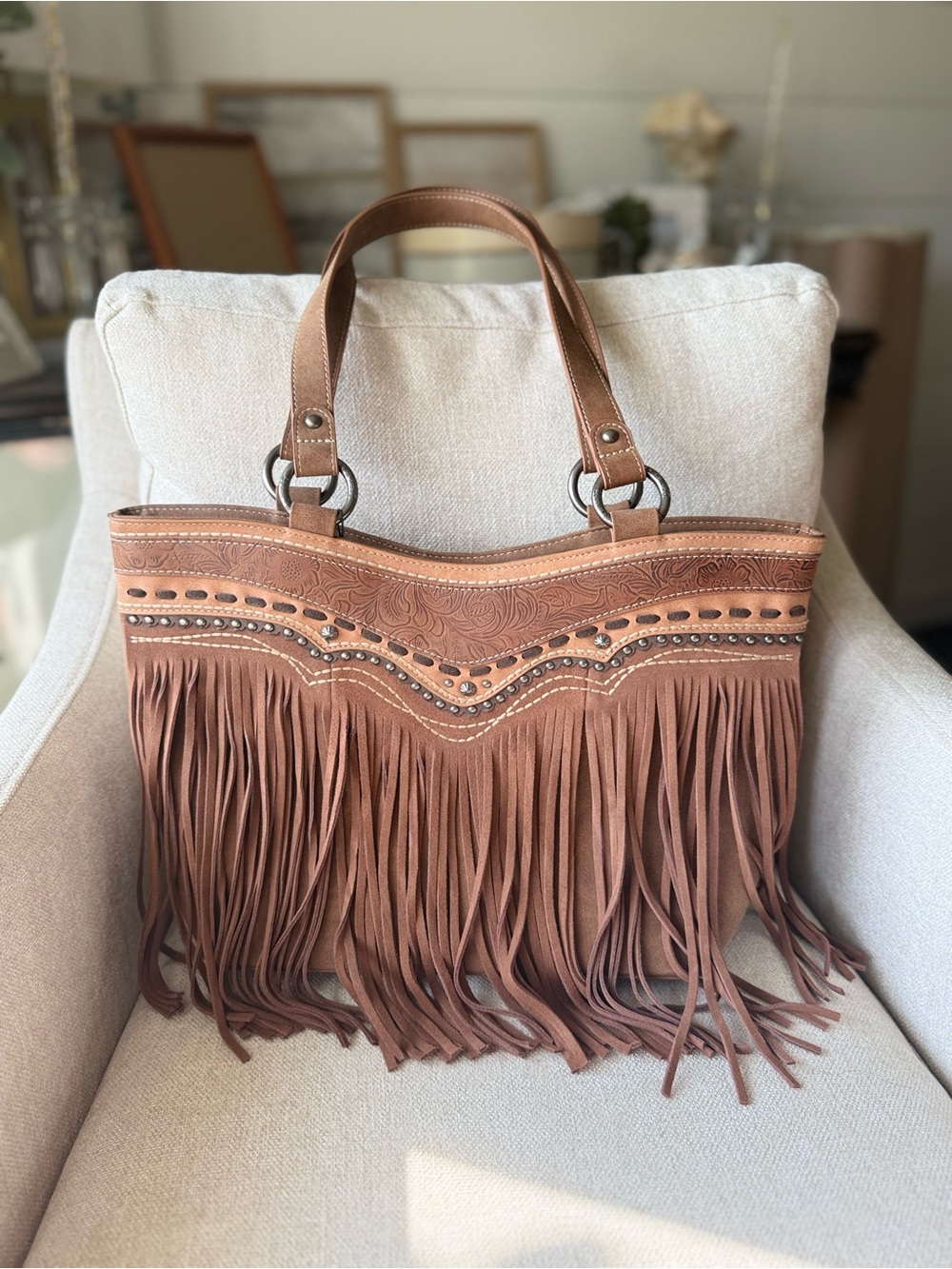 NEW with tags- Montana West Fringe Collection Concealed Carry Tote - Tan